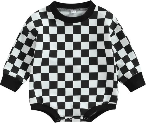 Vista 22 de Karuedoo Sudadera a cuadros para bebé niño y niña, mameluco de gran tamaño, manga larga, con burbujas, ropa neutra para otoño