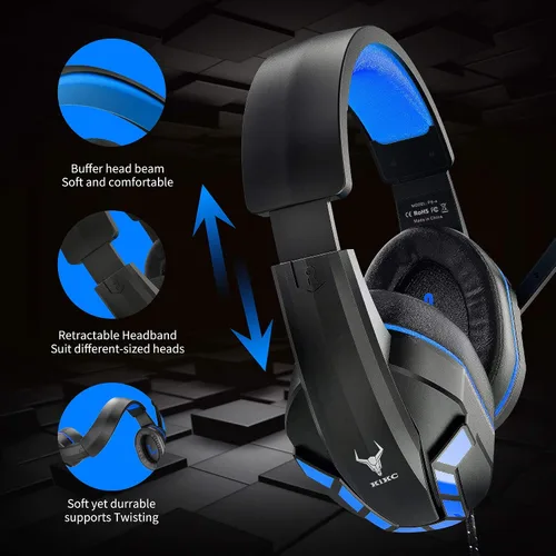 Vista 3 de Gaming Headset with Mic for PS4, PS5, Xbox, PC, Switch, Controllable Volume Gaming Headphones with Soft Earmuffs for Mobile Phone, iPad, and
