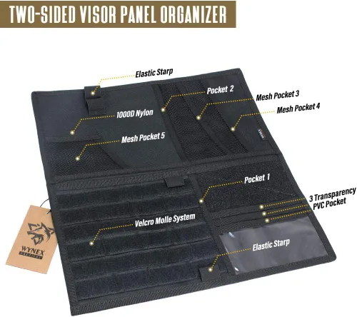 Vista 4 de WYNEX Organizador de visera de coche, panel plegable MOLLE, apto para Negro