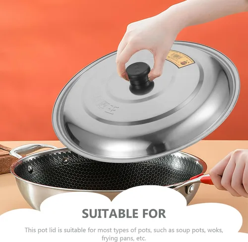 Vista 2 de DOITOOL Tapa universal de olla de acero inoxidable de 13 pulgadas con perilla resistente al calor para sartenes y ollas de cocina