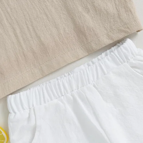 Vista 6 de Karuedoo Conjunto de camisas Henley de algodón y lino con botones y pantalones casuales para bebé niño