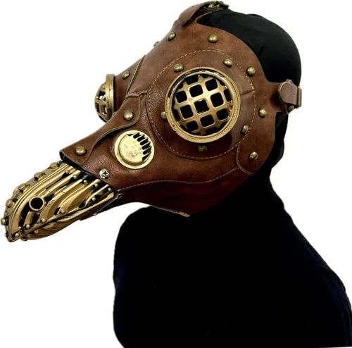 Vista 11 de Máscara de médico de la peste steampunk máscara de nariz larga para disfraz de Halloween, fiesta de cosplay