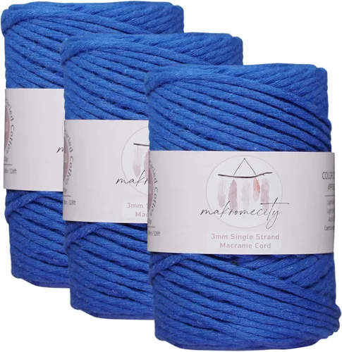 Vista 114 de Makromecity, Cordón de macramé de un solo hilo de 3 mm x 100 yardas (300 pies) de 3 mm de cordón de algodón azul bebé para arte y manualidades