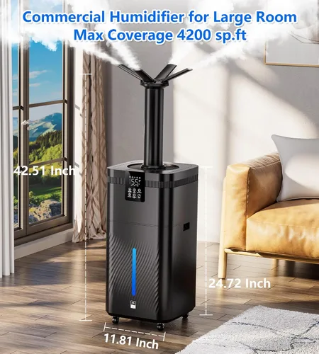 Vista 2 de Humidificador comercial de 30 l/7.93 galones para habitación grande, 4200 pies cuadrados, humidificadores de 101.4 fl oz/h para toda la casa