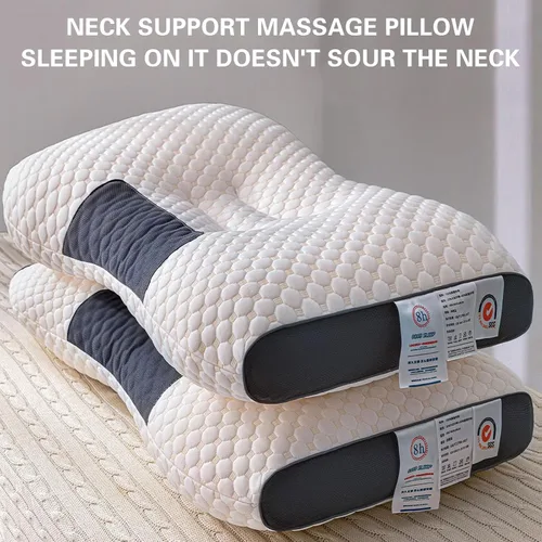 Vista 9 de Almohadas para dormir de lado, almohada de protección de vértebra cervical, almohada de cama de altura ajustable para dolor de cuello, almohada