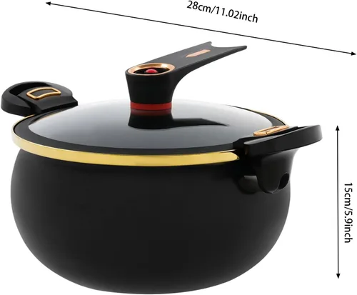 Vista 2 de Olla a presión micro de 8.45 cuartos de galón, antiadherente, utensilios de cocina para microondas, olla versátil con tapa, olla grande inferior