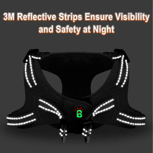 Vista 6 de Arnés para perro, arnés reflectante ajustable sin tirones, transpirable suave para perros pequeños y medianos, gatos, negro, XXS