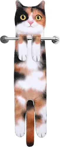 Vista 23 de Divertidas toallas de mano para decoración de baño y cocina, bonita toalla de mano colgante de gato, accesorios de cocina, ideas únicas de regalo