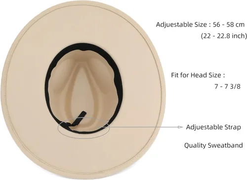 Vista 3 de Sombrero Fedora de ala ancha grande para mujer