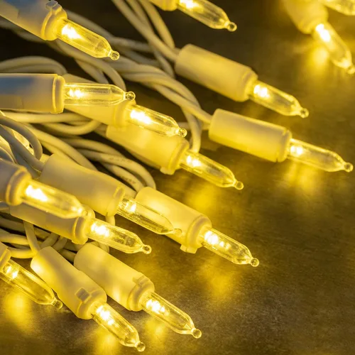 Vista 4 de Luces LED de Navidad de color blanco cálido con cable blanco, paquete de 2 juegos de 33 pies, 100 unidades de luces navideñas de grado comercial