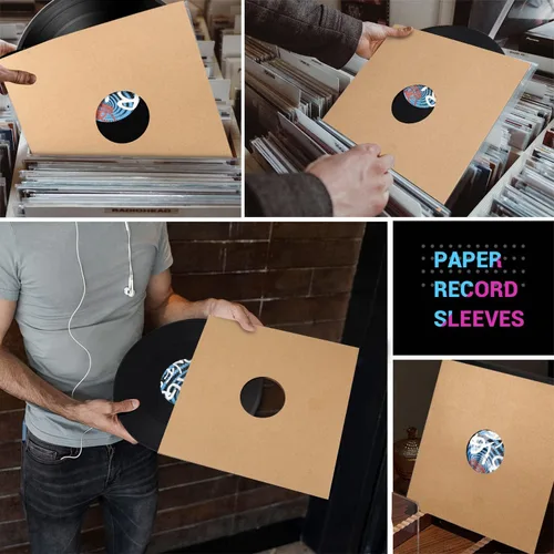 Vista 5 de Facmogu 10 piezas de 30,48 cm de fundas para discos de vinilo LP, fundas de discos de vinilo de cartón de 350 g/m² con acabado kraft, fundas