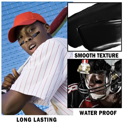 Vista 3 de CAHIUYOA 3 unidades de palo negro para ojos deportivos, fútbol, béisbol, sóftbol, pintura corporal para atletas, deportes, payaso, maquillaje
