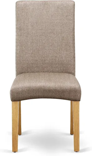 Vista 5 de East West Furniture ANDR5-OAK-16 - Juego de comedor de 5 piezas que incluye una mesa de cocina redonda con pedestal y 4 sillas Parson tapizadas