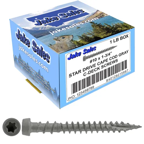 Vista 34 de #10 x 1-3/4" Graystone - Tornillo de madera recubierto exterior de madera Torx/Star Drive Head - Compatible con madera AQC (1 libra ~ 130 tornillos)