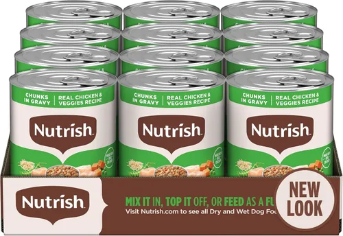 Vista 13 de Nutrish Whole Health Blend Trozos en Salsa Paquete Variado Comida Húmeda para Perros, Lata de 13 oz., 12 Unidades (Rachael Ray)
