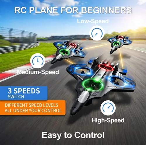 Vista 3 de Avión RC, avión de control remoto de espuma para aficionados pilotos Azul