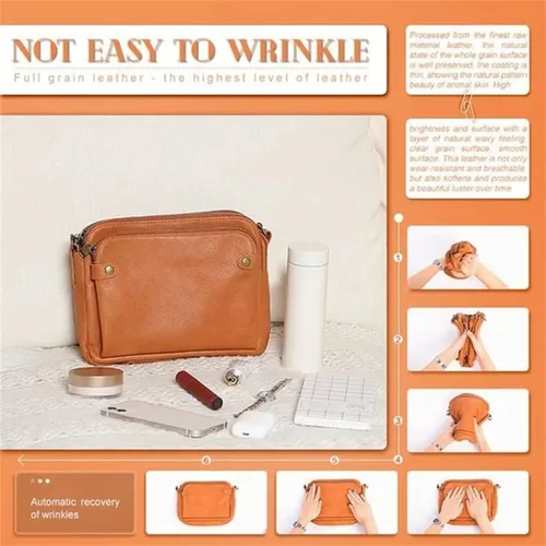 Vista 6 de Xuwenh Gpmsign - Bolso cruzado de cuero antirrobo, bolso cruzado de cuero sintético de 3 capas, bolso cruzado de cuero sintético y embragues, 3