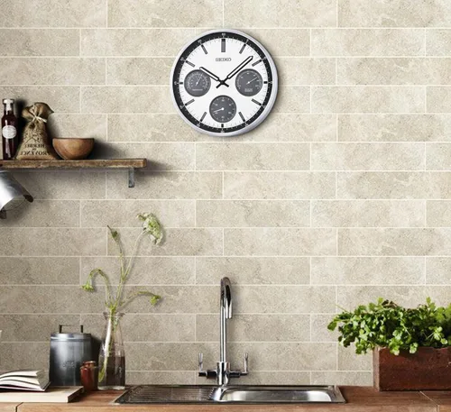 Vista 5 de SEIKO QXA823SLH Reloj de pared estilo cronógrafo, plata, 13 pulgadas