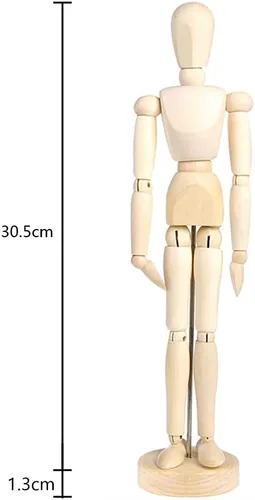 Vista 4 de Maniquí de madera para artistas de 12 pulgadas, cuerpo de maniquí articulado flexible, figura humana, modelo articulado de madera, muñeco de maniquí