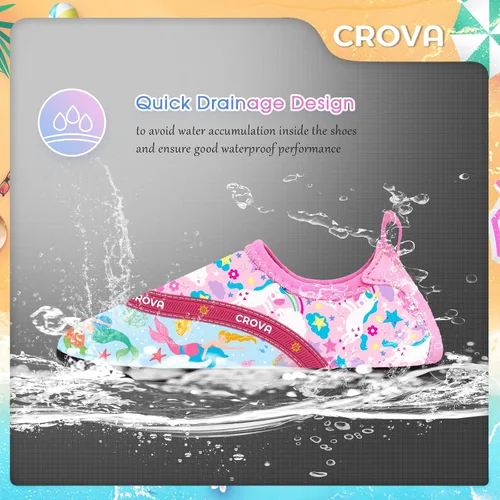 Vista 5 de CROVA Zapatos de agua para niños pequeños, calcetines acuáticos de secado rápido, antideslizantes, zapatos deportivos para niños y niñas pequeños
