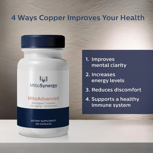 Vista 2 de MitoAdvanced BioCopper1 Cu1 (Cunermuspir) - Cóctel mitocondrial de cobre biodisponible con Coq10, tiamina, ribosa, folato, colina y ácido