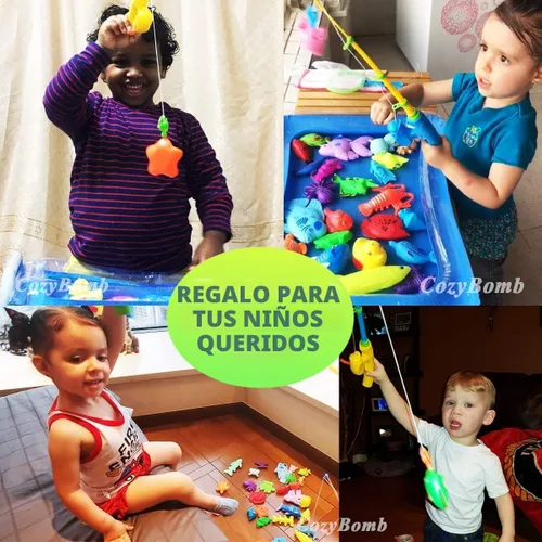 Vista 8 de CozyBomB™ Juego de juguetes magnéticos de pesca para niños Juego de mesa de agua, bañera, piscina para niños, caña, red, peces flotantes