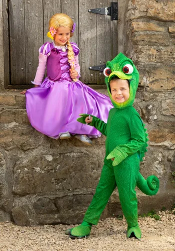 Vista 4 de Disfraz clásico de Rapunzel para niña Multicolor