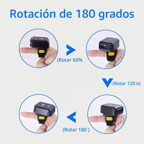 Vista 2 de Escáner de código de barras de anillo Bluetooth 2D, mini lector de código de barras inalámbrico portátil symcode