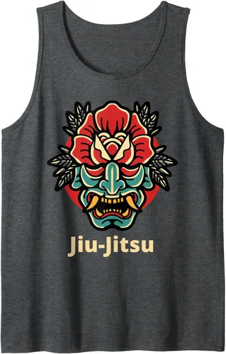 Vista 12 de Máscara de demonio de rosa japonesa Oni Mask jiu-jitsu Tank Top Negro