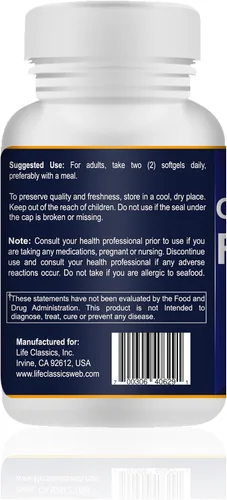 Vista 3 de Aceite de pescado Omega-3 1000 mg, salud cardíaca, 120 cápsulas blandas