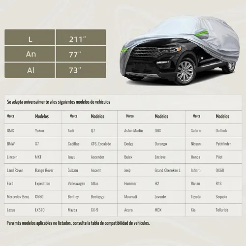 Vista 3 de TUCAREST - Funda de auto completa de 6 capas de alta calidad, diseño de cremallera de carcasa dura, impermeable, resistente a la intemperie Tira