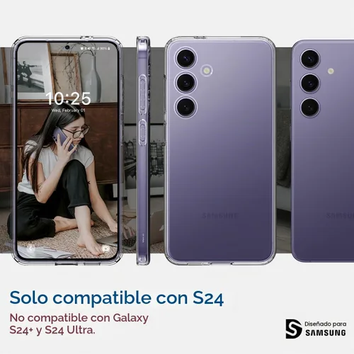Vista 2 de Spigen Liquid Crystal para Galaxy S24 (2024) [Protección de Grado Militar] - Transparente