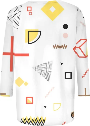 Vista 3 de Camisetas de gran tamaño para mujer, camisas de mujer, camisas de moda casual de siete puntos de manga estampada cuello redondo