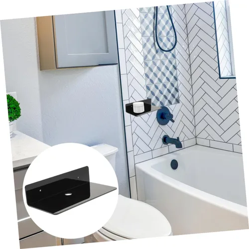 Vista 8 de jojofuny Estantes flotantes de acrílico, estante de pared, soporte para altavoz, estantes colgantes para dormitorio, estante de exhibición montado