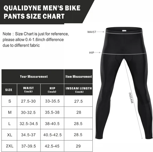 Vista 7 de qualidyne Pantalones largos de ciclismo para hombre, mallas acolchadas 4D para ciclismo, leggings para ciclismo al aire libre