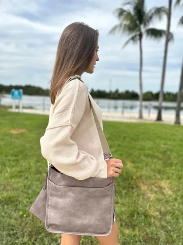 Vista 7 de KITATU 2 bolsos cruzados para mujer, bolsos de mano hobo de hombro de diseñador bolso de cuero vegano con 2 correas