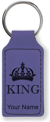 Vista 21 de Llavero rectangular, corona de rey, grabado personalizado incluido, Bambú