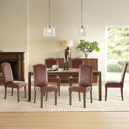 Vista 21 de Juego de 2 sillas de comedor tapizadas modernas y elegantes para cocina Beige