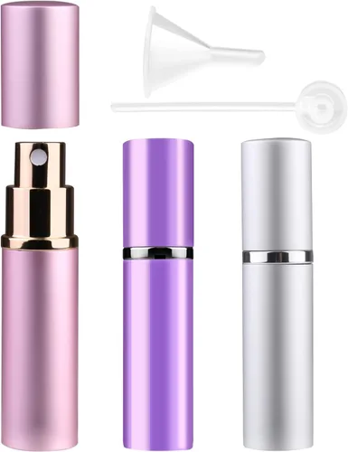 Vista 9 de Botellas atomizadoras de perfume de viaje recargables, 2 botellas de spray portátiles de 0.3 fl oz, atomizador de perfume recargables para después