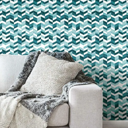 Vista 9 de RoomMates RMK11357RL Paul Brent - Papel pintado de acuarela azul y blanco Chevron