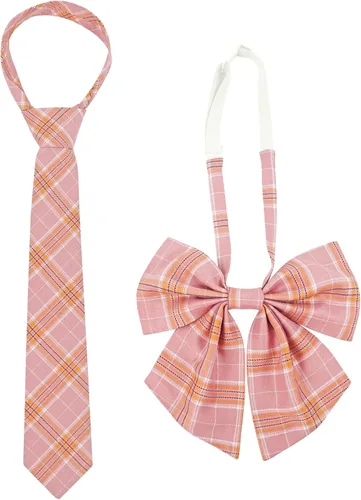 Vista 3 de PROCOS Disfraz de colegiala de talla estadounidense para mujer uniforme japonés con corbata de lazo a cuadros 5 piezas