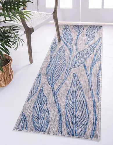 Vista 47 de Unique Loom Outdoor Botanical Collection Alfombra de área - Hoja (1.6 m x 2.4 m Rectangular, Carbón Marfil)