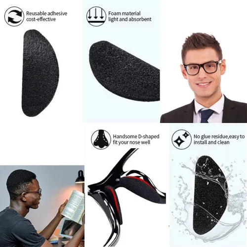 Vista 4 de OPUGIT Almohadillas de espuma suave para la nariz, autoadhesivas, antideslizantes, para lentes, lentes de sol, gafas, 16 pares, 0.059 pulgadas