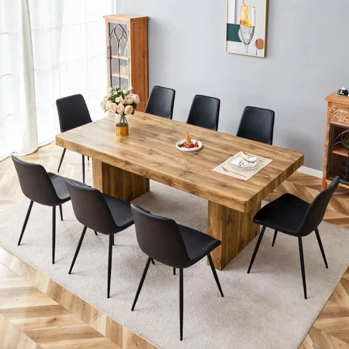 Vista 41 de gopop Mesa de comedor de mármol de 63 pulgadas, tablero de mesa de comedor MDF con patrón de mármol y base para cocina y comedor.