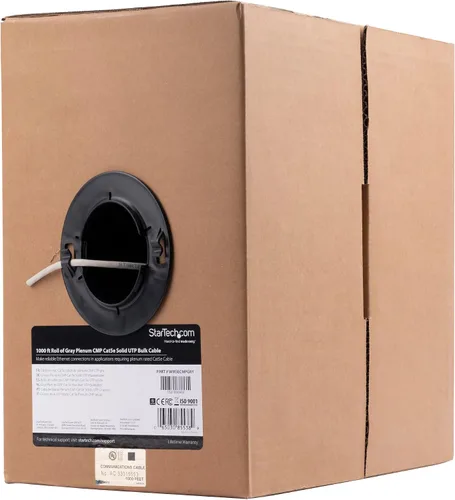Vista 6 de StarTech.com Cable Ethernet Cat 5e a granel, 1,000.0 ft, sólido, clasificación CMR, negro, cumple con la TAA Cable, 304, 24AWG bare copper