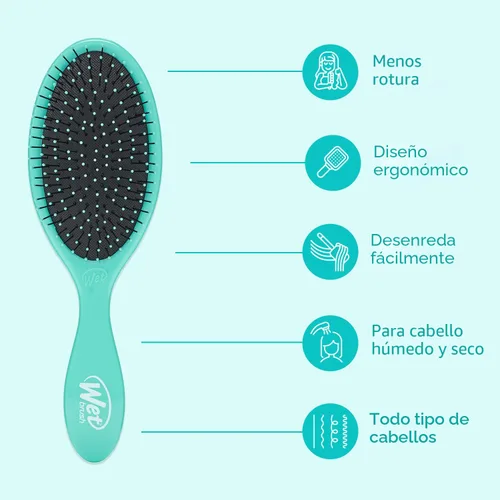 Vista 5 de Wet Brush Cepillo desenredante original, exclusivo de Amazon, color aguamarina, cerdas IntelliFlex ultrasuaves, cepillo desenredante que se desliza