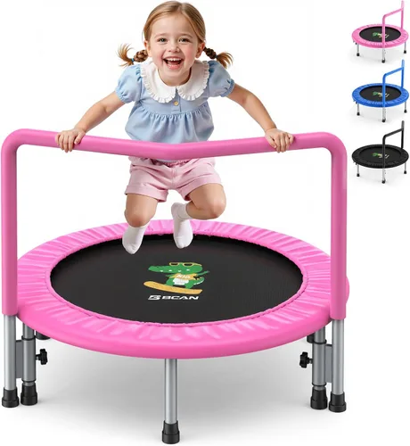 Vista 11 de BCAN SP1 36'' Kids Toddler Trampoline Indoor, Foam Handle FED Fitness Rosa-Clásico