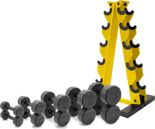 Vista 27 de CAP Barbell Juego de mancuernas hexagonales recubiertas de 150 libras con estante vertical Múltiples opciones
