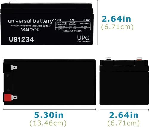 Vista 2 de Universal Power upg-ub1234 Batería 12v 3.4ah [Cámara]