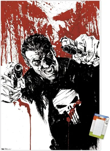 Vista 12 de Trends International Marvel Comics - Póster de pared de The Punisher - Pistols, 22.375 x 34 pulgadas, versión enmarcada de madera de granero
